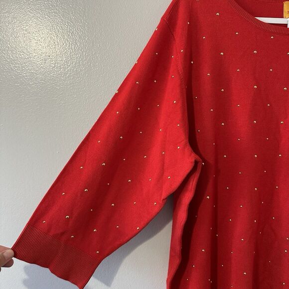 RUBY RD. Womens Plus Size 3X Stud Embellished Tunic Sweater Red Pullover NWOT - Picture 6 of 15